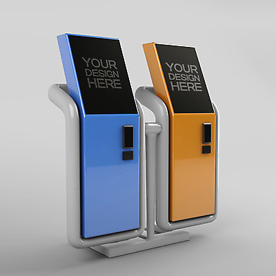 PSD 편집이미지 사람없음 3D소스 3D 두개 입체 디지털합성 오브젝트 주문 무인 무인기계 무인화 오브제 키오스크 목업 편집소스 블랙미러 편집3D 2 스크린 파일형식
