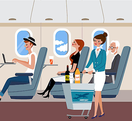 여자 할아버지 남자 음료 해외여행 여행 일러스트 비행기 사람 여러명 카트 승무원 직원 서비스 비행기내부 국내일러스트 AI파일 직업 해외 노년 다수 항공교통 대중교통 내부 파일형식 벡터