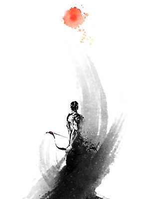 PSD 응시 남자 일러스트 캘리그라피 붓터치 화살 한명 들기 사람 성인 태양 과녁판 목표 결심 활 번짐 남자한명만 국내일러스트 자연요소 1 시선 컨셉 모션 남자만 파일형식 효과