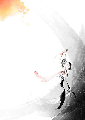 PSD 응시 여자 일러스트 캘리그라피 붓터치 화살 한명 들기 사람 성인 과녁판 목표 결심 한복 활 번짐 여자한명만 국내일러스트 1 한국전통 시선 컨셉 모션 전통의상 여자만 파일형식 효과