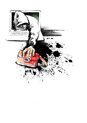 PSD 손 가방 일러스트 캘리그라피 붓터치 한명 사람 성인 노트북 범죄 범죄인 도둑 절도 사이버 번짐 온라인 해킹 사이버범죄 국내일러스트 1 잡화 신체부위 전자제품 파일형식 효과