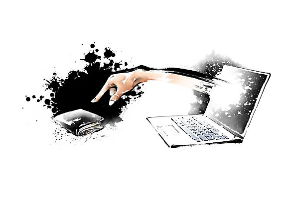 PSD 손 일러스트 캘리그라피 붓터치 한명 사람 신체부위 노트북 사회 범죄 지갑 범죄인 도둑 사이버 번짐 팔 온라인 해킹 해커 국내일러스트 1 전자제품 공동체 파일형식 효과