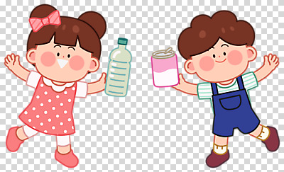 전신 편집 편집이미지 여자 어린이교육 교육 남자 어린이 서기 미소 누끼 두명 손들기 유치원 캔 쓰레기 재활용품 PNG 어린이만 편집소스 모션 표정 사람 재활용 파일형식