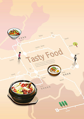 PSD 편집이미지 음식 지도 여름음식 사람 성인 두명 주황색 삼계탕 약도 길찾기 맛집 제철음식 이미지편집 컬러 보양식 제철 파일형식 여름_계절