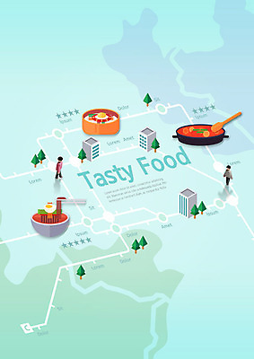 PSD 편집이미지 음식 지도 회사 사람 성인 두명 파란색 면류 약도 길찾기 맛집 이미지편집 컬러 비즈니스 파일형식