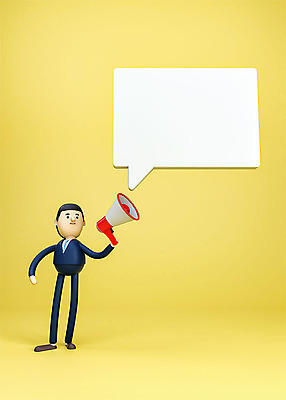 PSD 편집이미지 남자 백그라운드 말풍선 비즈니스 3D캐릭터 한명 성인 노란색 3D소스 3D 확성기 비즈니스맨 디지털합성 성인남자한명만 편집소스 편집3D 캐릭터 1 컬러 사람 직장인 남자한명만 성인남자만 파일형식