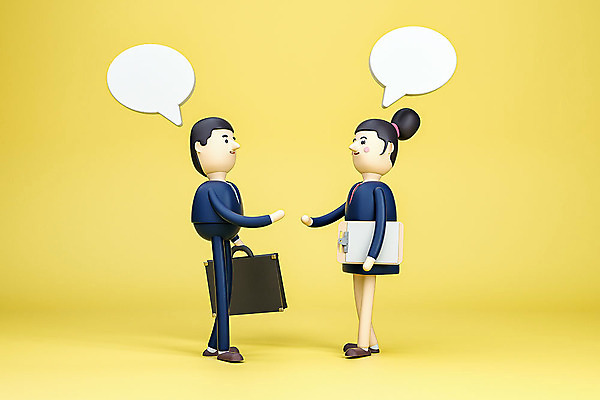 PSD 편집이미지 여자 남자 백그라운드 말풍선 서류가방 비즈니스 악수 3D캐릭터 성인 두명 노란색 3D소스 3D 비즈니스맨 비즈니스우먼 디지털합성 성인만 편집소스 편집3D 캐릭터 컬러 가방 사람 손짓 직장인 파일형식