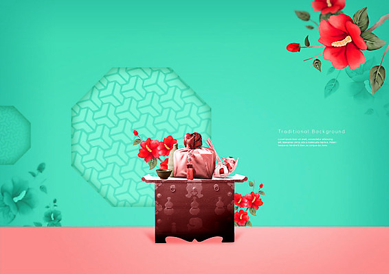 PSD 편집이미지 한국전통 전통 꽃 백그라운드 사람없음 초록색 전통무늬 전통문양 공예 보따리 서랍장 복조리개 이미지편집 식물 문양 컬러 가구 무늬 한국 취미 파일형식