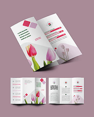 템플릿 꽃 ZIP 리플렛 분홍색 팜플렛 사람없음 튤립 인디자인 INDD 이미지템플릿 식물 컬러 파일형식