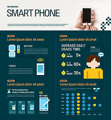 손 일러스트 그래프 관리 신체부위 스마트폰 인포그래픽 시간 역사 청록색 국내일러스트 AI파일 컬러 사람 핸드폰 스마트기기 파일형식 벡터