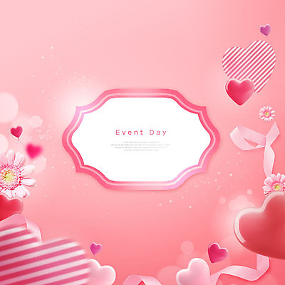 PSD 편집이미지 꽃 리본 분홍색 백그라운드 데이이벤트 프레임 이벤트 사람없음 하트 이미지편집 모양 식물 기념일 컬러 파일형식