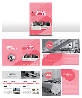 템플릿 ZIP 리플렛 분홍색 조명 팜플렛 사람없음 인테리어 소파 봄 침대 오브젝트 모던 화사함 사선무늬 인디자인 INDD 이미지템플릿 디자인 계절 컬러 가구 컨셉 의자 파일형식