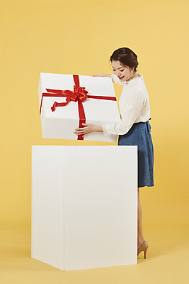 포토 JPG 전신 여자 리본 포장 선물 한명 미소 20대 성인 옆모습 선물상자 쇼핑 상자 한국인 축하 확인 내용 노란배경 성인여자한명만 국내포토 1 뷰포인트 백그라운드 컨셉 표정 사람 동양인 청년 노란색 여자한명만 성인여자만 파일형식