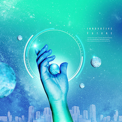 PSD 편집이미지 손 산업 백그라운드 미래 한손 사람 건물 신체부위 초록색 잡기 원형 혁명 미래산업 이미지편집 도형 건축물 컬러 컨셉 모션 파일형식