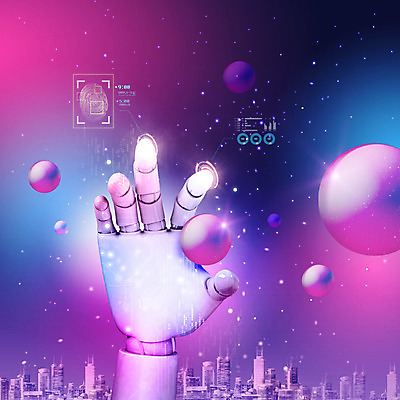 PSD 편집이미지 산업 백그라운드 미래 빌딩 사람없음 건물 보라색 원형 로봇 혁명 로봇팔 지문 지문인식 미래산업 이미지편집 도형 건축물 컬러 컨셉 생체인식기술 파일형식