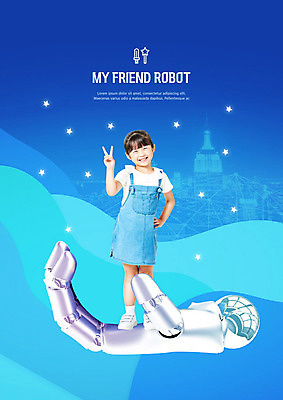 PSD 편집이미지 손 여자 어린이 미래 한명 서기 사람 소녀 한국인 로봇 브이 그라데이션 로봇팔 소녀한명만 이미지편집 1 컨셉 모션 동양인 손짓 신체부위 여자한명만 소녀만 파일형식