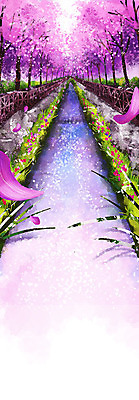 PSD 나무 백그라운드 일러스트 따뜻함 사람없음 강 보라색 봄 벚꽃 풀 봄축제 봄배경 국내일러스트 식물 계절 꽃 컬러 축제 파일형식