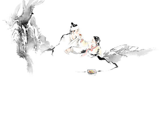 PSD 나무 여자 남자 딸 어린이 일러스트 캘리그라피 가족 붓터치 사랑 사람 성인 두명 계곡 화목 아빠 한복 먹여주기 번짐 부녀 국내일러스트 식물 한국전통 감정 컨셉 관계 전통의상 먹기 파일형식 효과