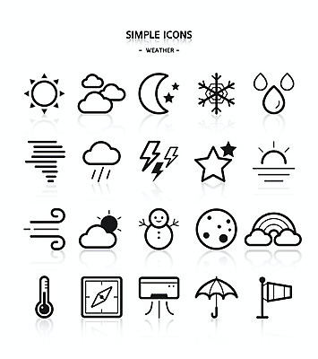 구름 아이콘 별 무지개 우산 눈사람 바람 날씨 사람없음 태양 노을 달 눈 깃발 비 온도계 체온계 나침반 번개 에어컨 심플아이콘 흐림 2D아이콘 AI파일 자연요소 가전제품 파일형식 벡터