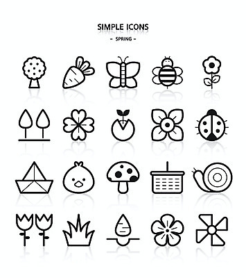 나무 아이콘 꽃 나비 병아리 씨앗 잔디 사람없음 바구니 새싹 버섯 봄 당근 튤립 네잎클로버 벌 바람개비 심플아이콘 달팽이 종이배 무당벌레 2D아이콘 AI파일 식물 계절 곤충 조류 연체동물 뿌리채소 클로버 종이접기 파일형식 벡터