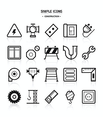 아이콘 건축 사다리 창문 벽지 벽돌 자 경고 사람없음 설계도 공구 나사 콘센트 전기에너지 드릴 심플아이콘 톱니바퀴 파이프 철근 톱 배수구 보일러 안전바 2D아이콘 AI파일 문구용품 건설업 에너지 도구 파일형식 벡터