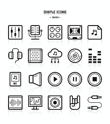 아이콘 음악 음향기기 사람없음 컴퓨터 헤드폰 스피커 카세트테이프 정지 MP3 마이크 심플아이콘 파일 재생 일시정지 케이블선 락 2D아이콘 AI파일 모션 문화예술 전자제품 전선 로큰롤 파일형식 벡터