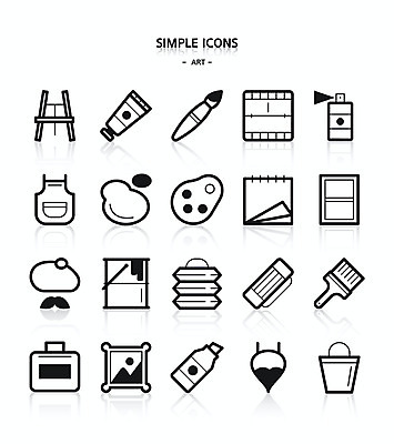 아이콘 액자 미술 사람없음 펜 앞치마 페인트 물감 붓 팔레트 물통 스케치북 이젤 심플아이콘 크레파스 캔버스 스프레이 페인트붓 화가 화구통 2D아이콘 AI파일 직업 문화예술 학용품 필기구 미술도구 파일형식 벡터