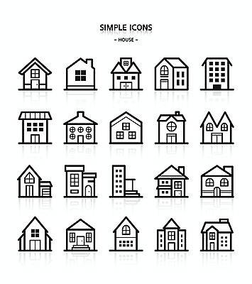 아이콘 지붕 주택 사람없음 건물 심플아이콘 이층집 주거지 2D아이콘 AI파일 건축물 파일형식 벡터