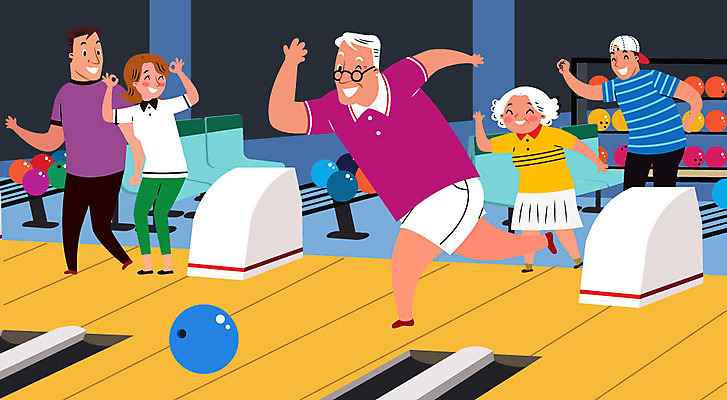 전신 여자 할아버지 노년 남자 할머니 의자 일러스트 응원 사람 여러명 성인 취미 컬러풀 볼링 볼링공 볼링장 노노족 국내일러스트 AI파일 라이프스타일 컬러 가구 다수 공 구기 볼링용품 신조어 파일형식 벡터