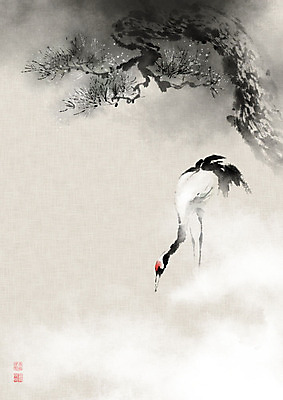 PSD 한마리 일러스트 캘리그라피 조류 붓터치 사람없음 도장 학 터치 안개 소나무 동양화 한지 번짐 솔잎 낙관 노송 노송도 국내일러스트 나무 동물 1 종이 잎 날씨 미술 그림 파일형식 효과