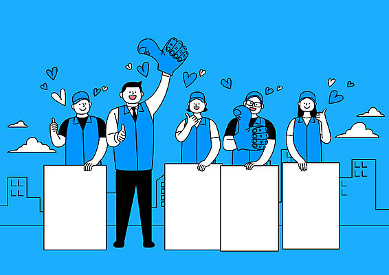 전신 여자 남자 일러스트 응원 들기 사람 여러명 성인 건물 파란색 팻말 하트 선거 공정 선거활동 공정선거 선거홍보 후보 대통령선거 국내일러스트 AI파일 모양 건축물 컬러 다수 모션 프레임 민주주의 파일형식 벡터