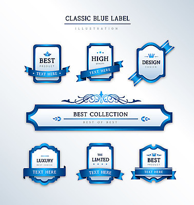 도형 리본 일러스트 프레임 사람없음 세트 라벨 고급 다각형 클래식블루 국내일러스트 AI파일 컨셉 파란색 파일형식 벡터 트랜드컬러