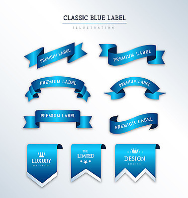 도형 리본 일러스트 프레임 사람없음 세트 라벨 고급 클래식블루 국내일러스트 AI파일 컨셉 파란색 파일형식 벡터 트랜드컬러