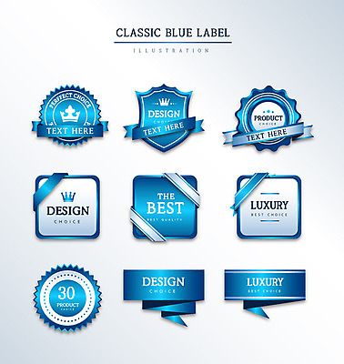 도형 리본 일러스트 프레임 사람없음 세트 라벨 원형 고급 다각형 클래식블루 국내일러스트 AI파일 컨셉 파란색 파일형식 벡터 트랜드컬러