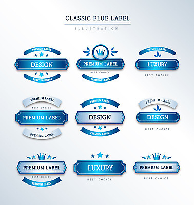 도형 리본 일러스트 프레임 사람없음 세트 라벨 고급 다각형 클래식블루 국내일러스트 AI파일 컨셉 파란색 파일형식 벡터 트랜드컬러