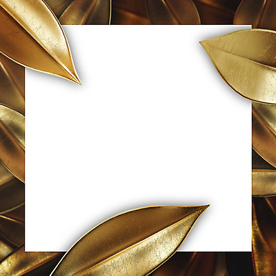 PSD 식물 편집이미지 백그라운드 잎 나뭇잎 사각프레임 프레임 사람없음 3D 금속 금색 황금 금박 이미지편집 편집3D 컬러 재질 사각형 디지털합성 파일형식