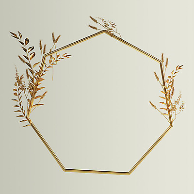 PSD 식물 편집이미지 꽃 백그라운드 잎 나뭇잎 프레임 사람없음 3D 금속 금색 벼 황금 금박 다각형 이미지편집 편집3D 도형 컬러 재질 곡류 디지털합성 파일형식