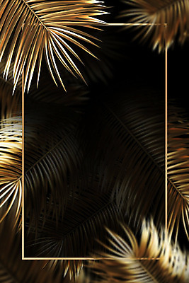 PSD 식물 편집이미지 백그라운드 잎 나뭇잎 사각프레임 프레임 사람없음 3D 금속 금색 황금 금박 이미지편집 편집3D 컬러 재질 사각형 디지털합성 파일형식