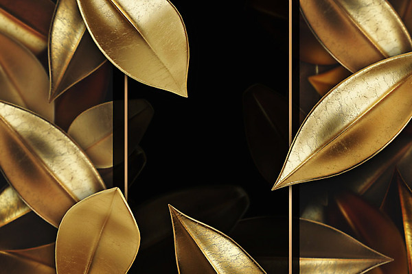 PSD 식물 편집이미지 백그라운드 잎 나뭇잎 사각프레임 프레임 사람없음 3D 금속 금색 황금 금박 이미지편집 편집3D 컬러 재질 사각형 디지털합성 파일형식