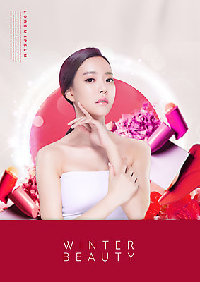 PSD 편집이미지 여자 한명 사람 20대 성인 빨간색 뷰티 화장품 한국인 립스틱 홍보물 의료성형뷰티 성인여자한명만 이미지편집 1 컬러 동양인 청년 여자한명만 성인여자만 파일형식