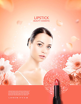 PSD 서양인 외국인 편집이미지 여자 꽃 한명 사람 20대 성인 뷰티 한국인 립스틱 홍보물 성인여자한명만 코랄 이미지편집 식물 1 컬러 동양인 인종 청년 화장품 여자한명만 성인여자만 파일형식