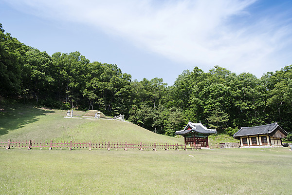 포토 JPG 주간 나무 한국전통 여행 유적지 하늘 풍경 사람없음 야외 관광지 세계문화유산 문화재 역사 신라 한국사 봉분 연천 연천경순왕릉 국내포토 자연요소 식물 전통 고건축 한국 무덤 경기도 왕릉 파일형식
