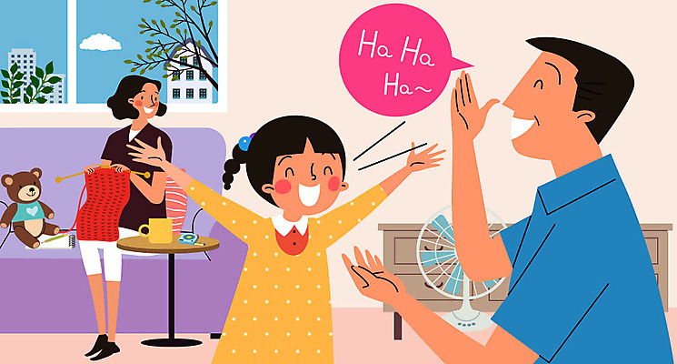 전신 여자 남자 딸 어린이 말풍선 거실 일러스트 가족 탁자 엄마 대화 웃음 상반신 성인 세명 곰인형 자녀 선풍기 아빠 즐거움 국내일러스트 AI파일 감정 인형 가구 관계 표정 말하기 사람 가전제품 파일형식 벡터