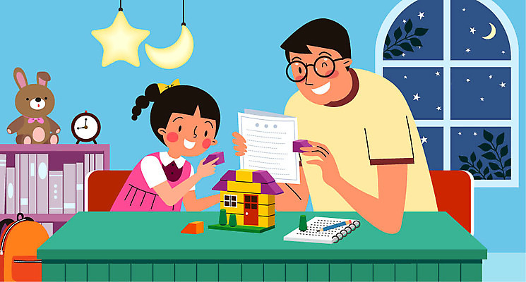 여자 남자 딸 어린이 인형 시계 가방 일러스트 가족 상반신 성인 두명 장난감 펜 공책 자녀 아빠 조립 부녀 국내일러스트 AI파일 잡화 관계 문구용품 사람 필기구 파일형식 벡터