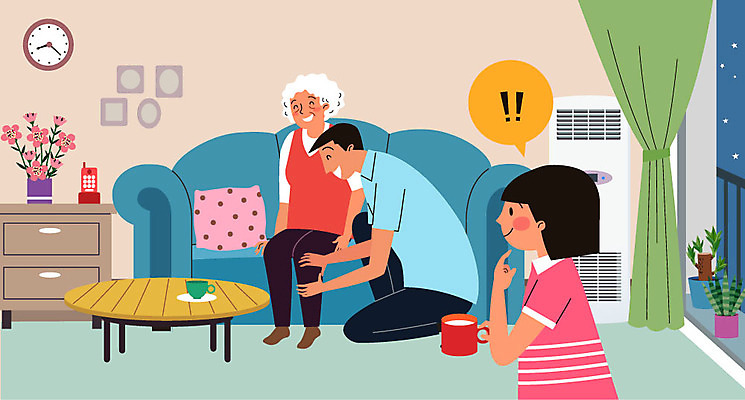 전신 여자 남자 꽃 딸 화분 할머니 어린이 시계 가구 액자 말풍선 쿠션 일러스트 가족 상반신 성인 세명 자녀 마사지 아빠 에어컨 전화기 효도 국내일러스트 AI파일 식물 노년 생활용품 컨셉 관계 사람 가전제품 파일형식 벡터