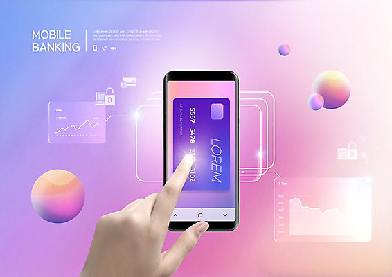 PSD 편집이미지 손 모바일 한손 사람 신체부위 금융 경제 스마트폰 컬러풀 터치 신용카드 결제 모바일뱅킹 핀테크 이미지편집 컬러 핸드폰 스마트기기 뱅킹 파일형식