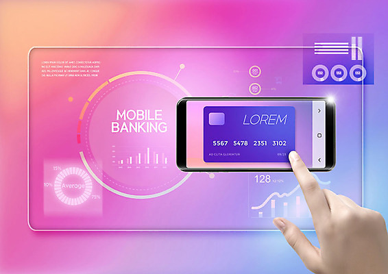 PSD 편집이미지 손 모바일 한손 사람 신체부위 금융 경제 스마트폰 컬러풀 터치 신용카드 결제 모바일뱅킹 핀테크 이미지편집 컬러 핸드폰 스마트기기 뱅킹 파일형식