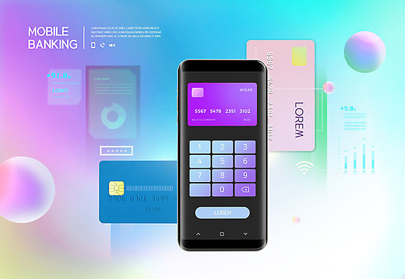 PSD 편집이미지 모바일 사람없음 금융 경제 스마트폰 컬러풀 신용카드 결제 모바일뱅킹 핀테크 이미지편집 컬러 핸드폰 스마트기기 뱅킹 파일형식