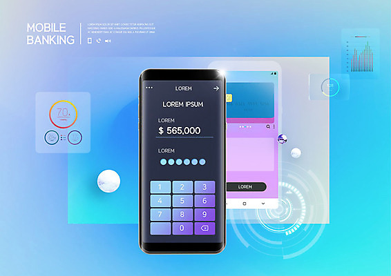 PSD 편집이미지 모바일 사람없음 금융 경제 스마트폰 컬러풀 신용카드 결제 모바일뱅킹 핀테크 이미지편집 컬러 핸드폰 스마트기기 뱅킹 파일형식