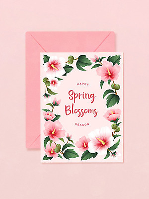 식물 손글씨 꽃 분홍색 일러스트 봄꽃 봉투 편지봉투 글자캘리그라피 사람없음 봄 편지지 무궁화 봄맞이 시즌상품 보테니컬아트 국내일러스트 AI파일 계절 컬러 캘리그라피 상품 편지 파일형식 벡터